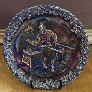 Vtg 1970 Fenton Carnival Glass Collectors Plate 8" American Craftsman